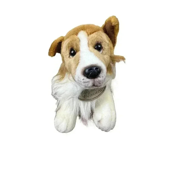 Vintage Yomiko Classics Realistic Collie Dog Plush Stuffed Animal Laying Down - Picture 8 of 10